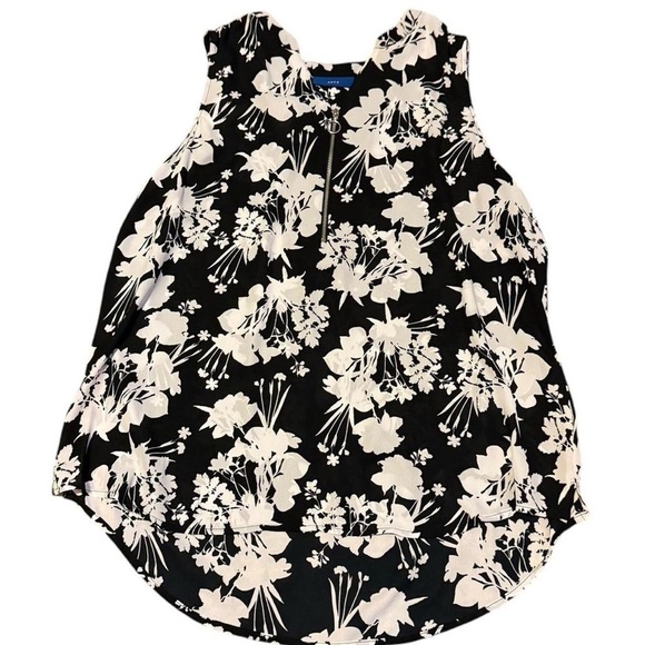 Apt. 9 Black and Cream Ruffled Blouse - Picture 1 of 7